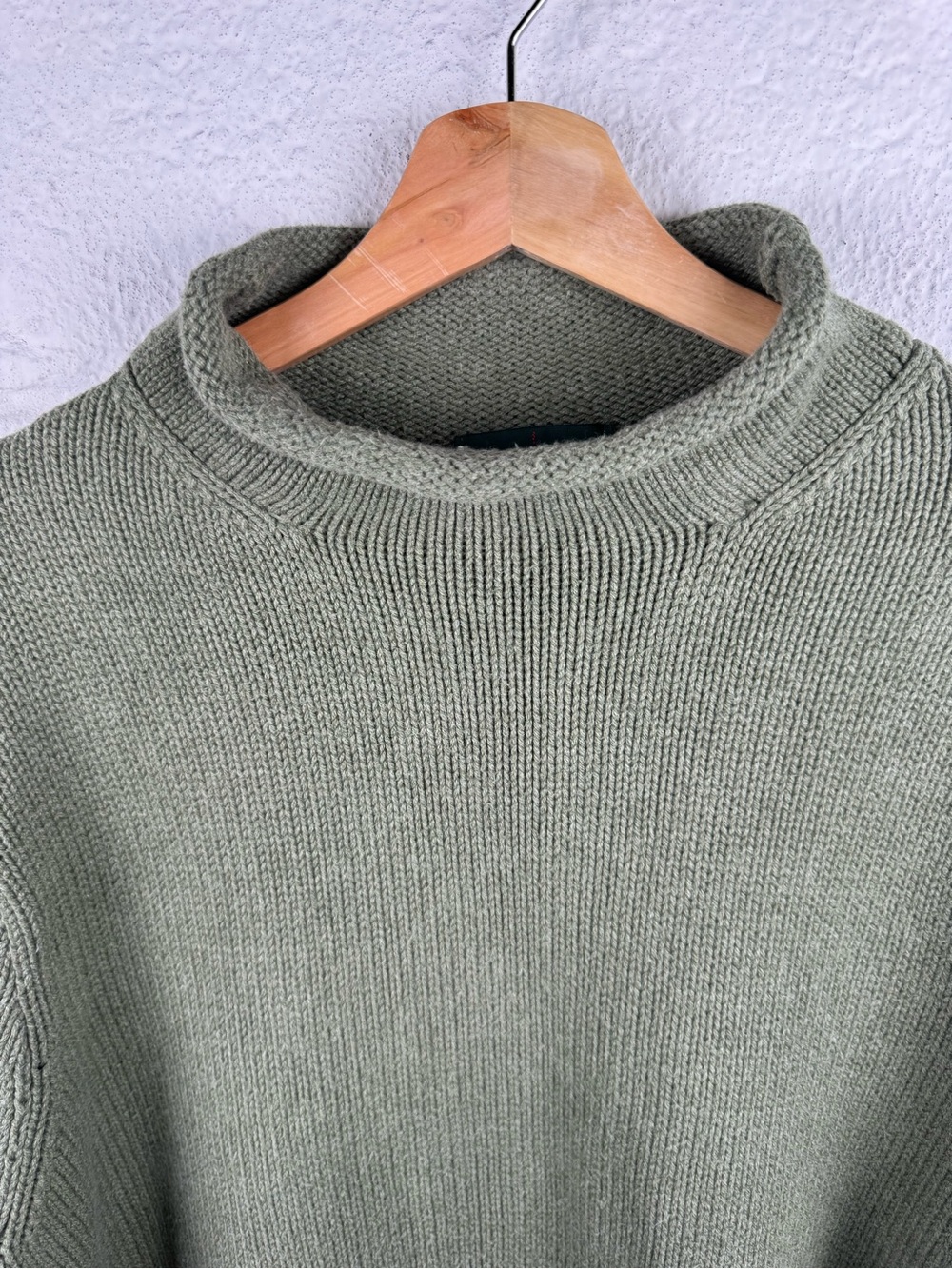 Vintage 90s J.Crew Roll Neck Sweater XL Sage Green Oversized Chunky Knit Coastal - Picture 3 of 10